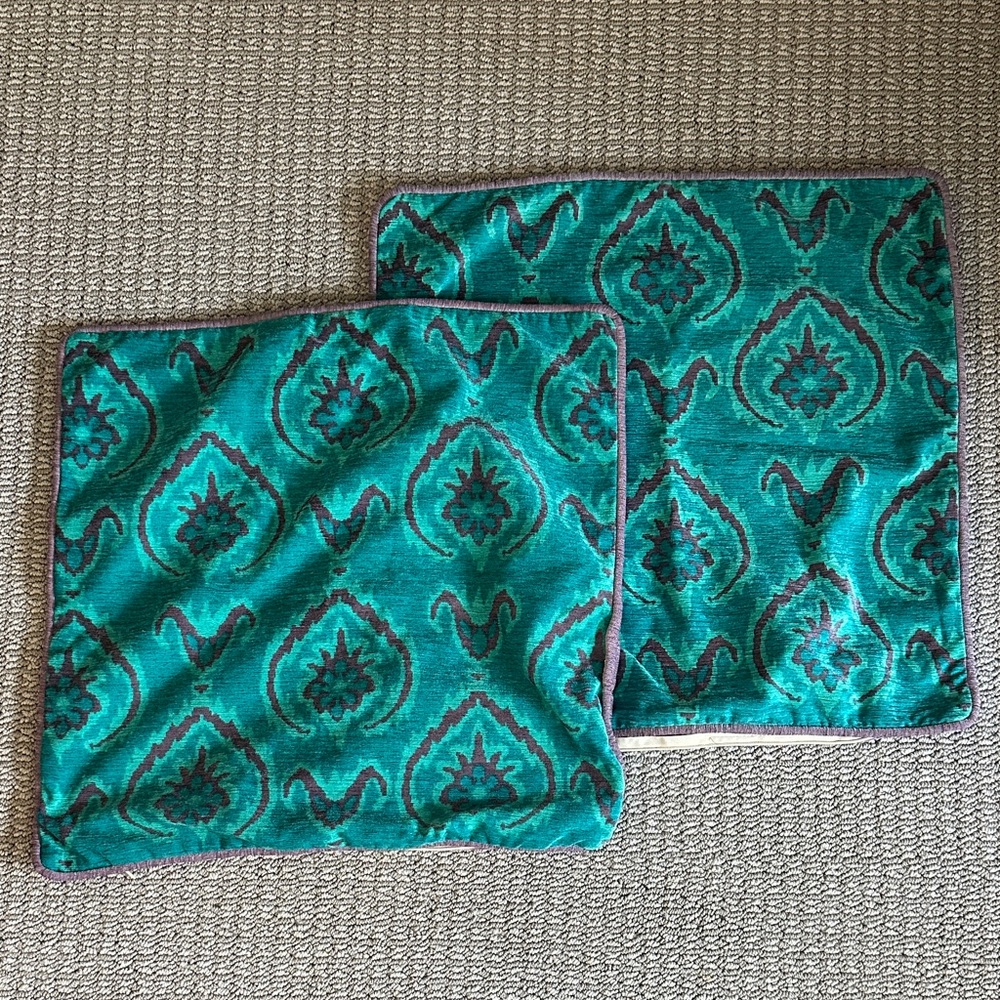Safavieh Turquoise and Gray Purple Accent Throw Pillow Cases - set of 2, 20 x 20